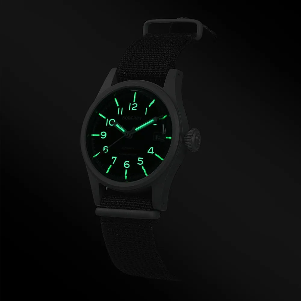 LANDMASTER - 100M Waterproof Titanium Automatic Field Watch | Black