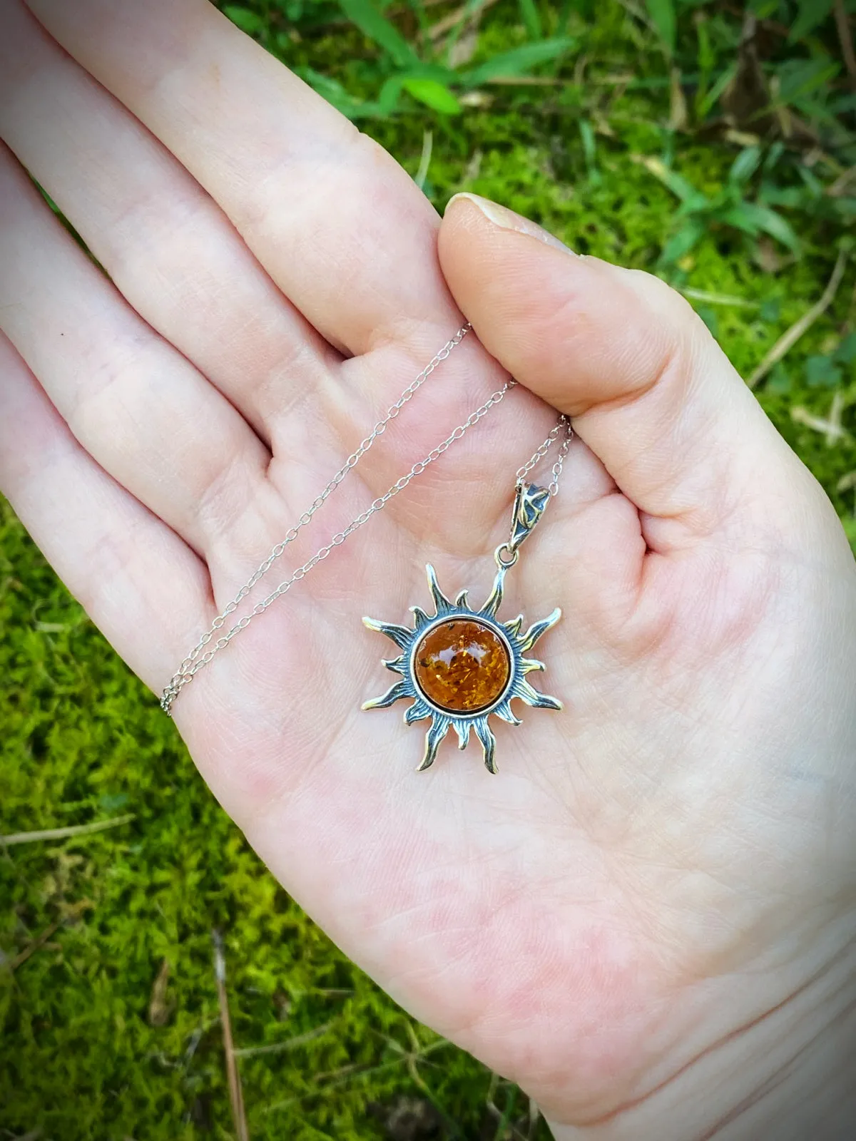 Large Amber Sun Necklace