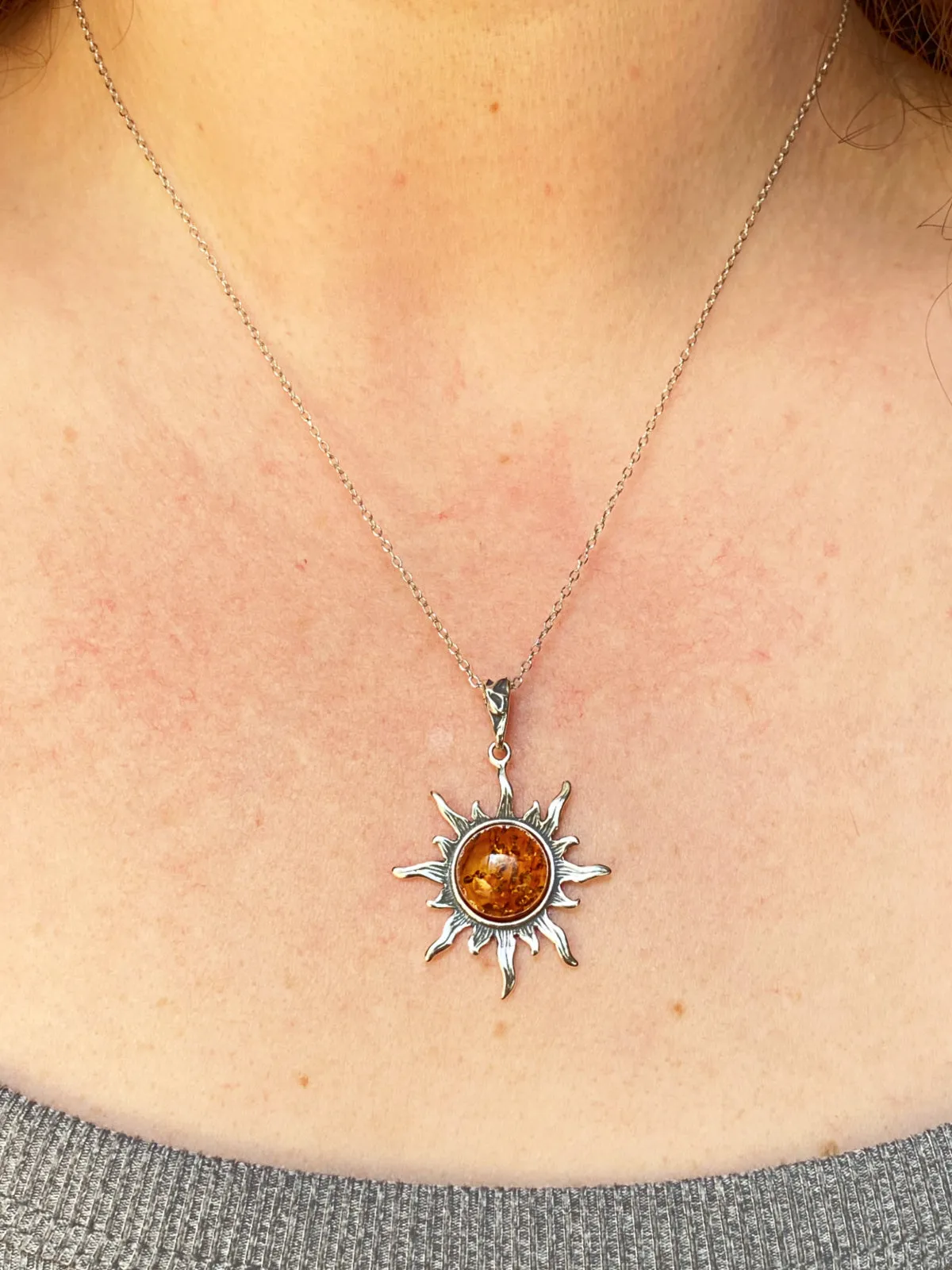 Large Amber Sun Necklace