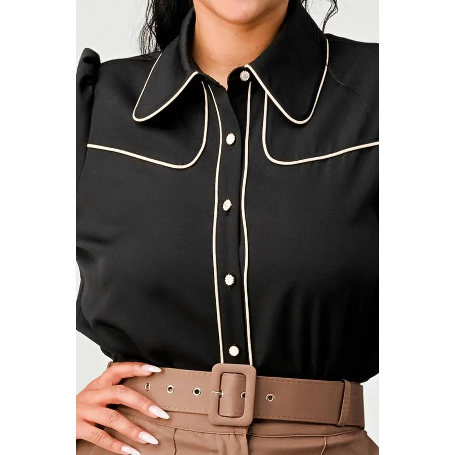 LONG SLEEVE CONTRAST DETAIL TOP