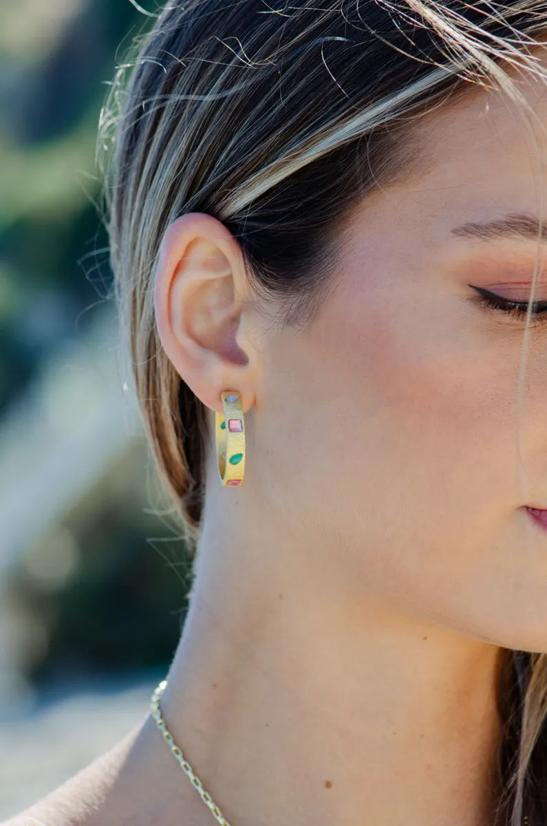 Luca Stone Hoop Earrings