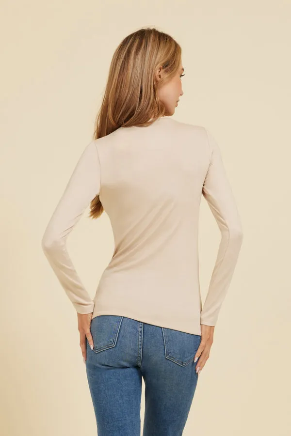 Majestic Soft Touch Long Sleeve Crewneck in Cream