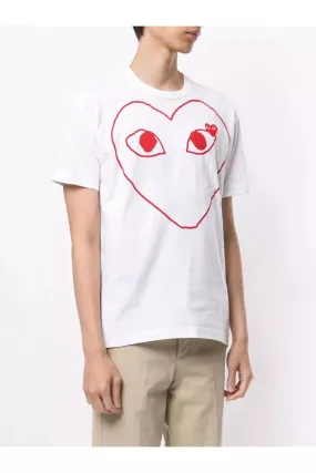 Men's Play T-shirt with Big Red Heart Outline