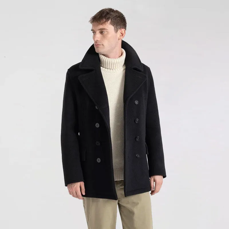 Men's Wool Black Navy Peacoat