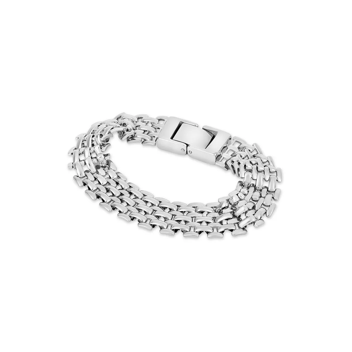 Mesh Lock Clasp Bracelet - Silver