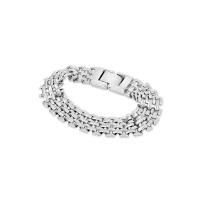 Mesh Lock Clasp Bracelet - Silver