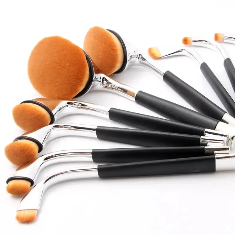 MISS ROSE TUHAO/ROSE GOLD GOLF 9 PCS FOUNDATION MAKEUP BRUSH GIFT BOX SET