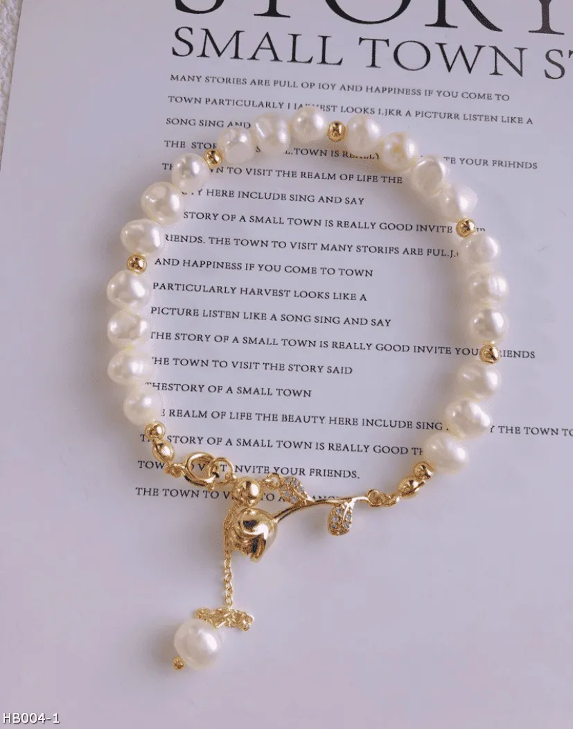 Natural pearls rose bracelet