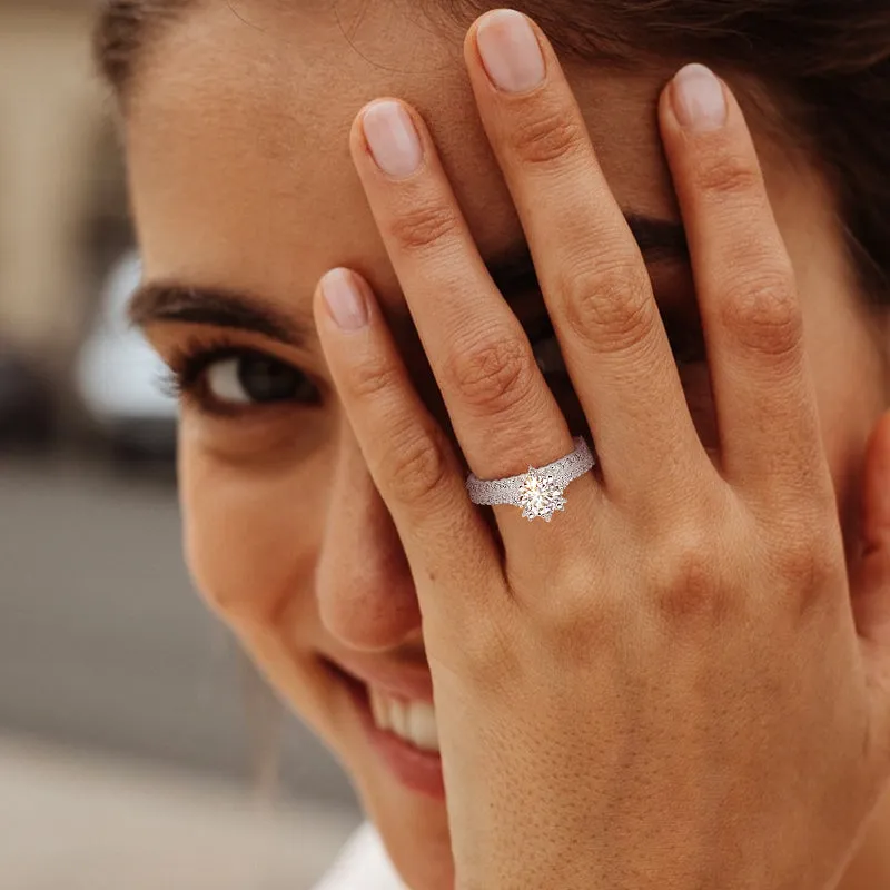 Nature Inspired 925 Silver Petal Gemstone Ring