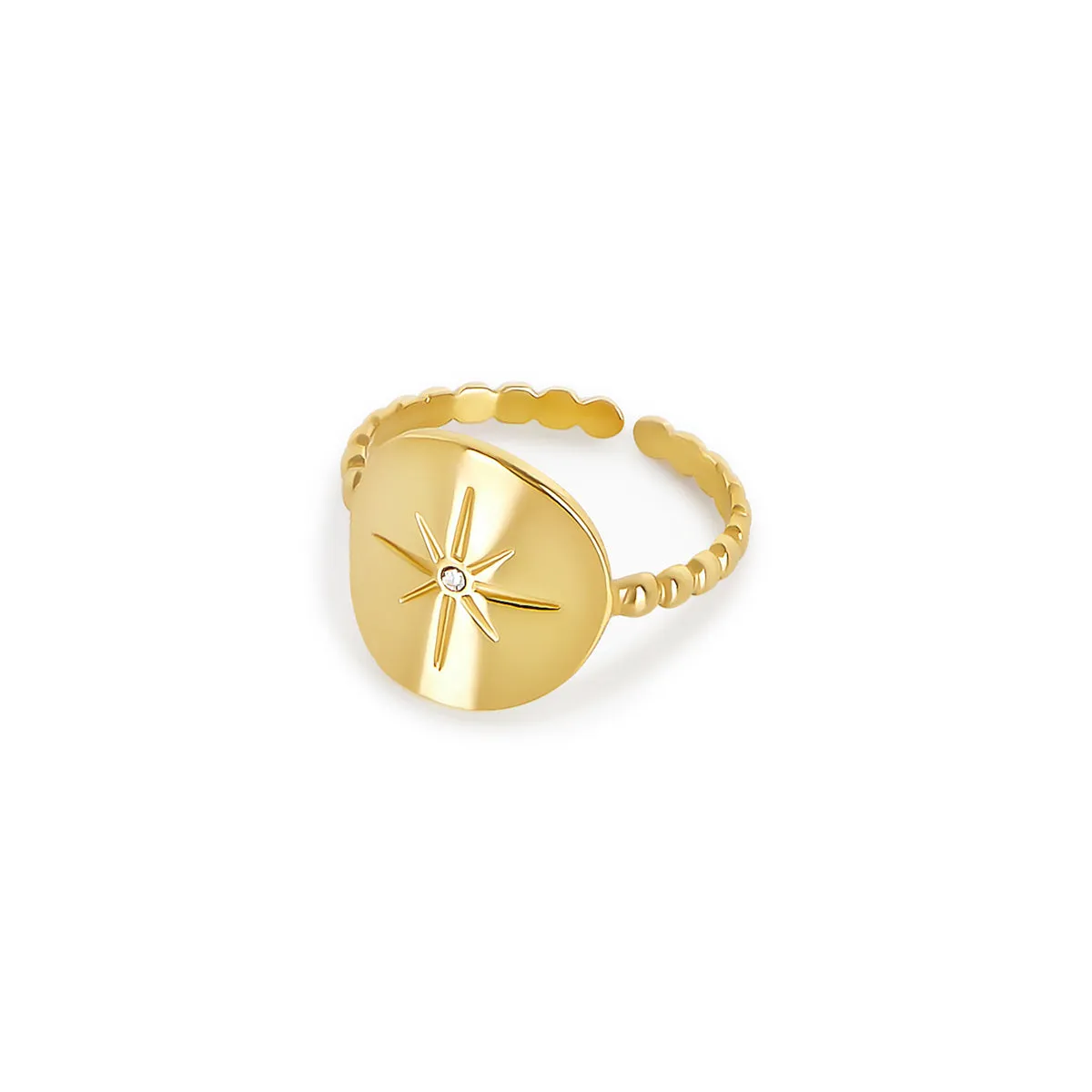 Nautical Star Adjustable Rope Ring - Gold