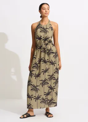 Palme Tie Back Maxi Dress - Olive