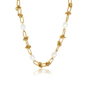 Pearl Knot Necklace - Gold