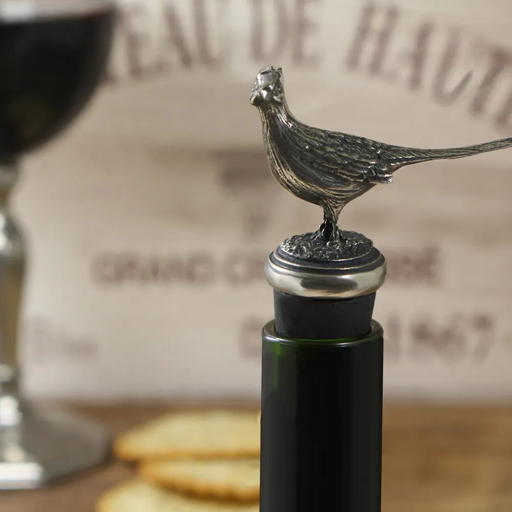 Pheasant Pewter Wine Bottle Stopper