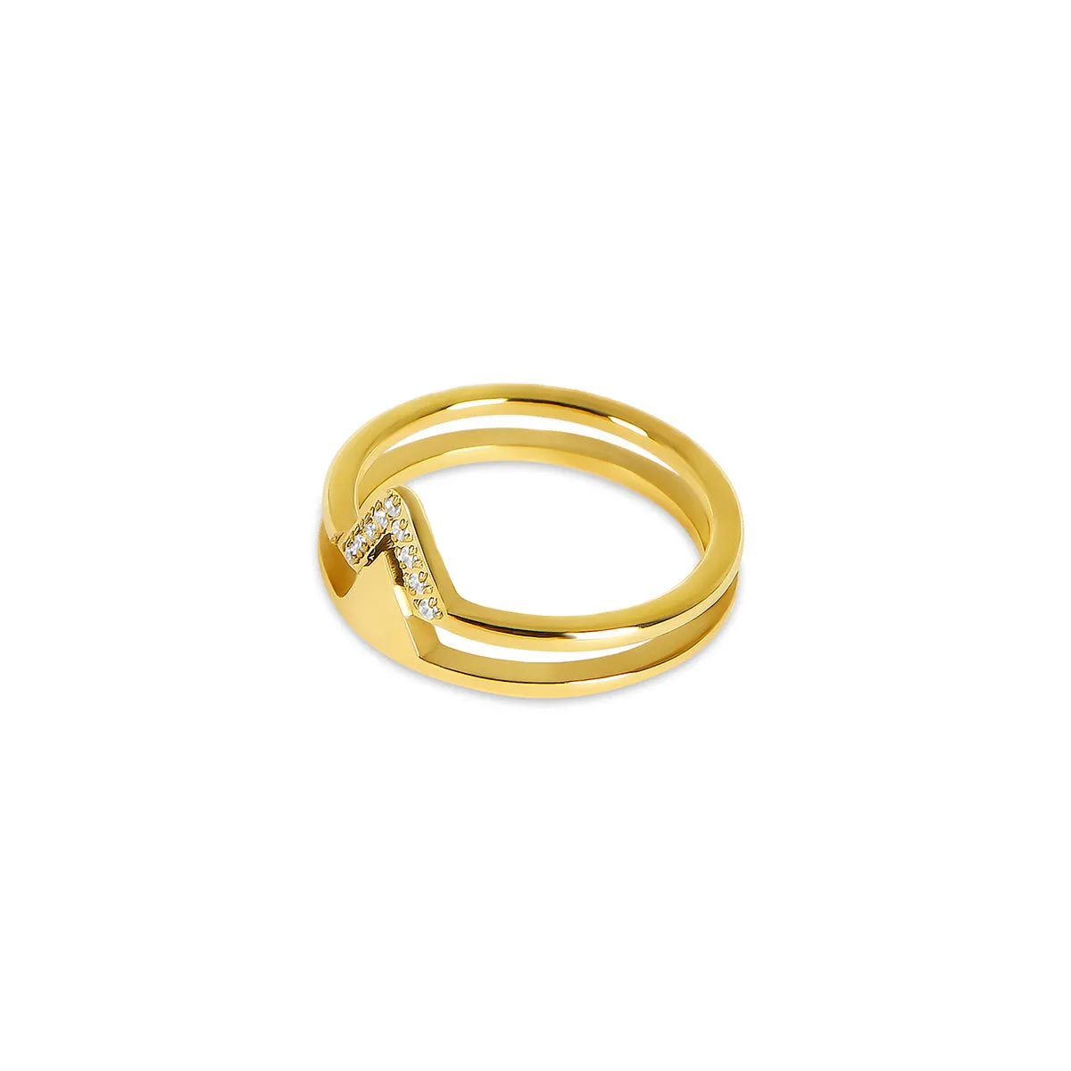 Pyramids Stone Ring - Gold