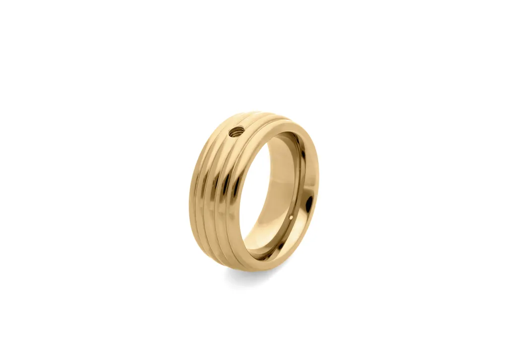 Qudo Gold Plate Stainless Steel Sanza Thick Ring