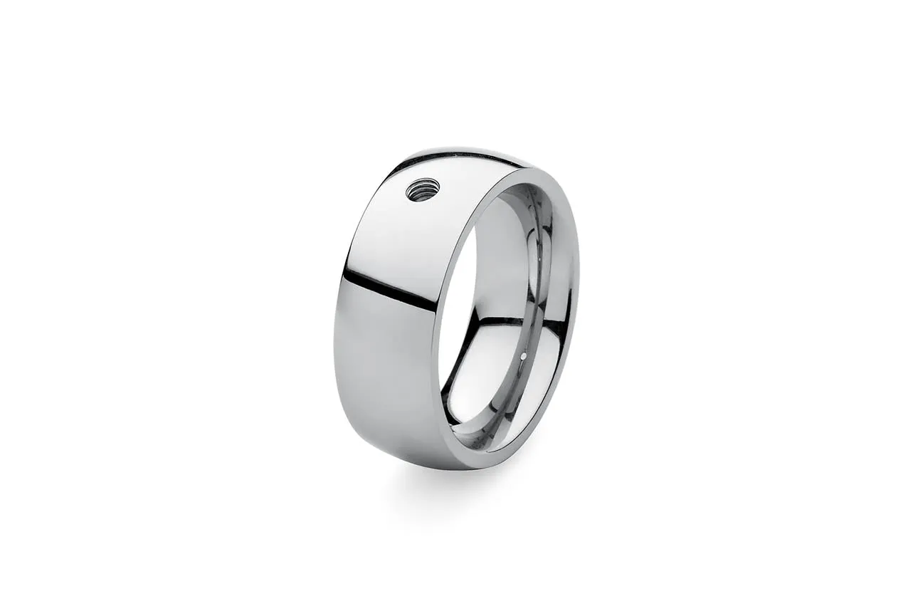 Qudo Stainless Steel Plain Thick Ring