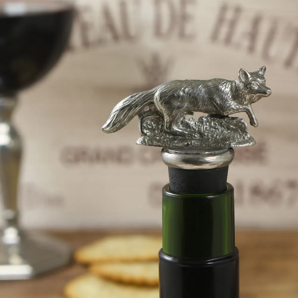 Running Fox Pewter Wine Bottle Stopper