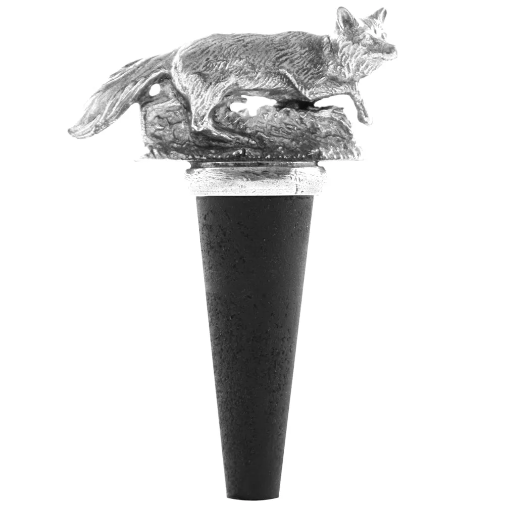 Running Fox Pewter Wine Bottle Stopper