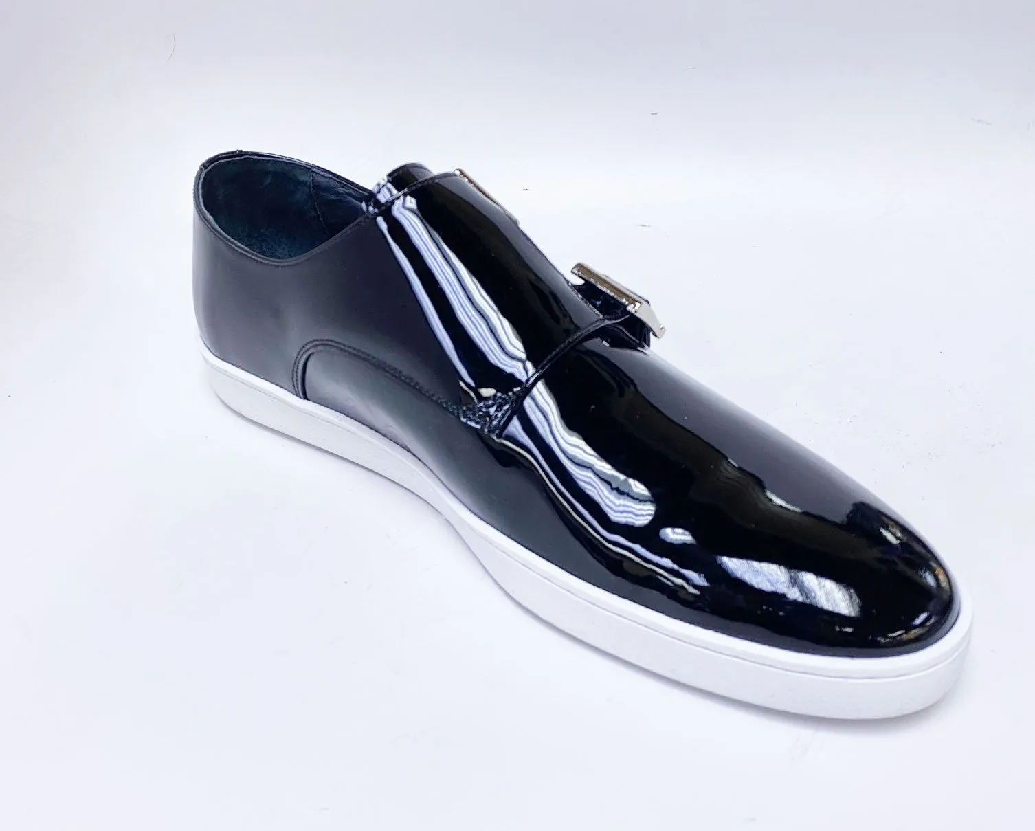 Shiny Calfskin Double Monkstrap Shoe Black