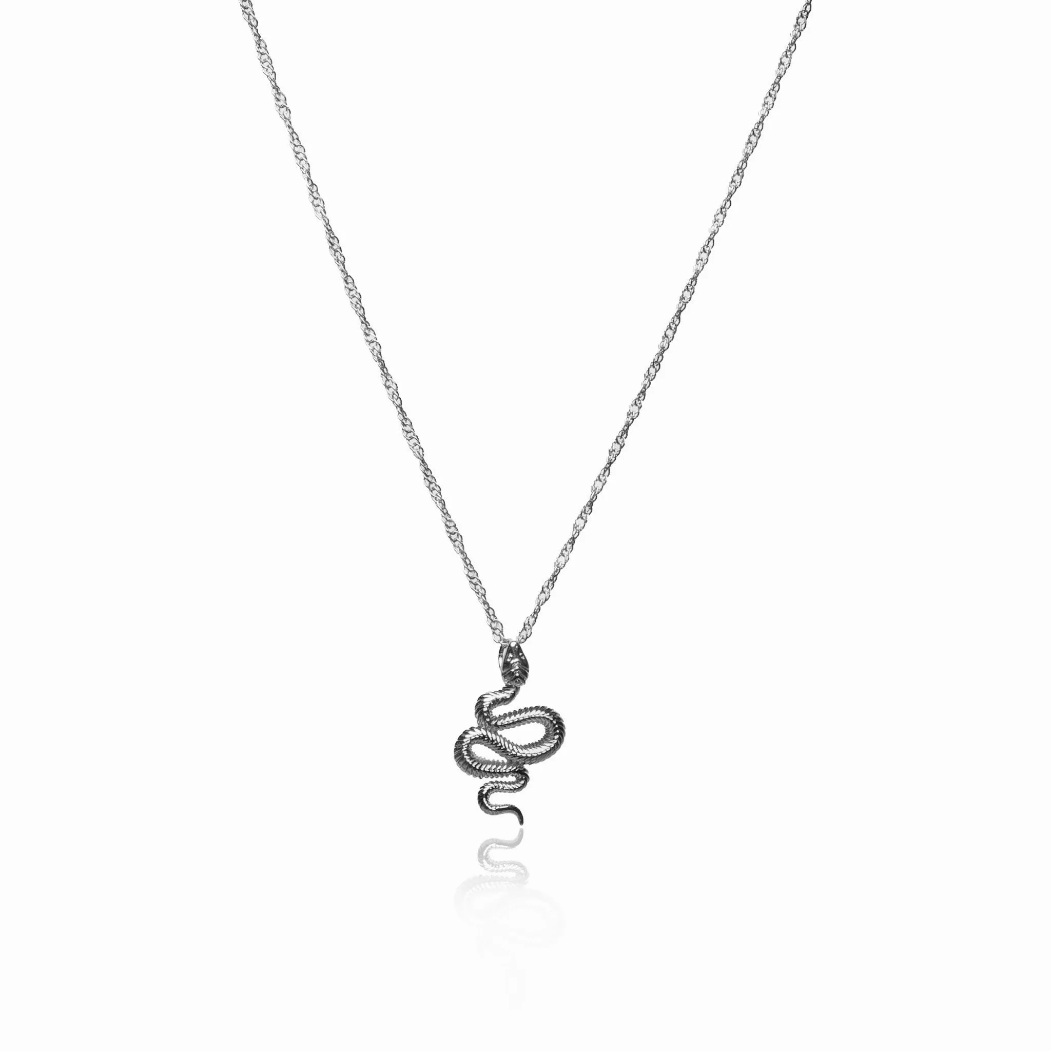 Snake Pendant Necklace - Silver