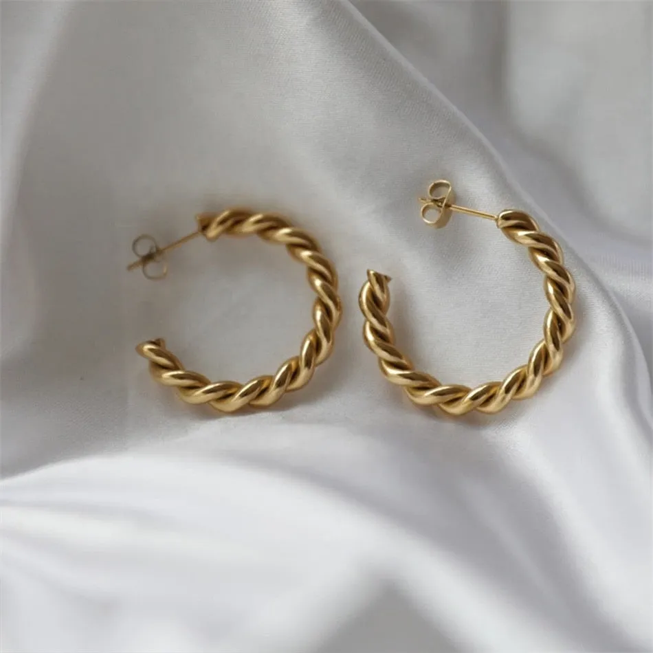 Spiral Twist Hoop Earrings