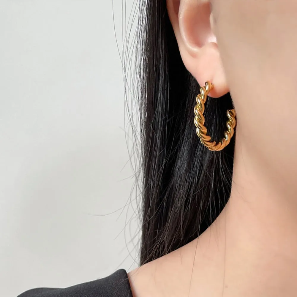 Spiral Twist Hoop Earrings