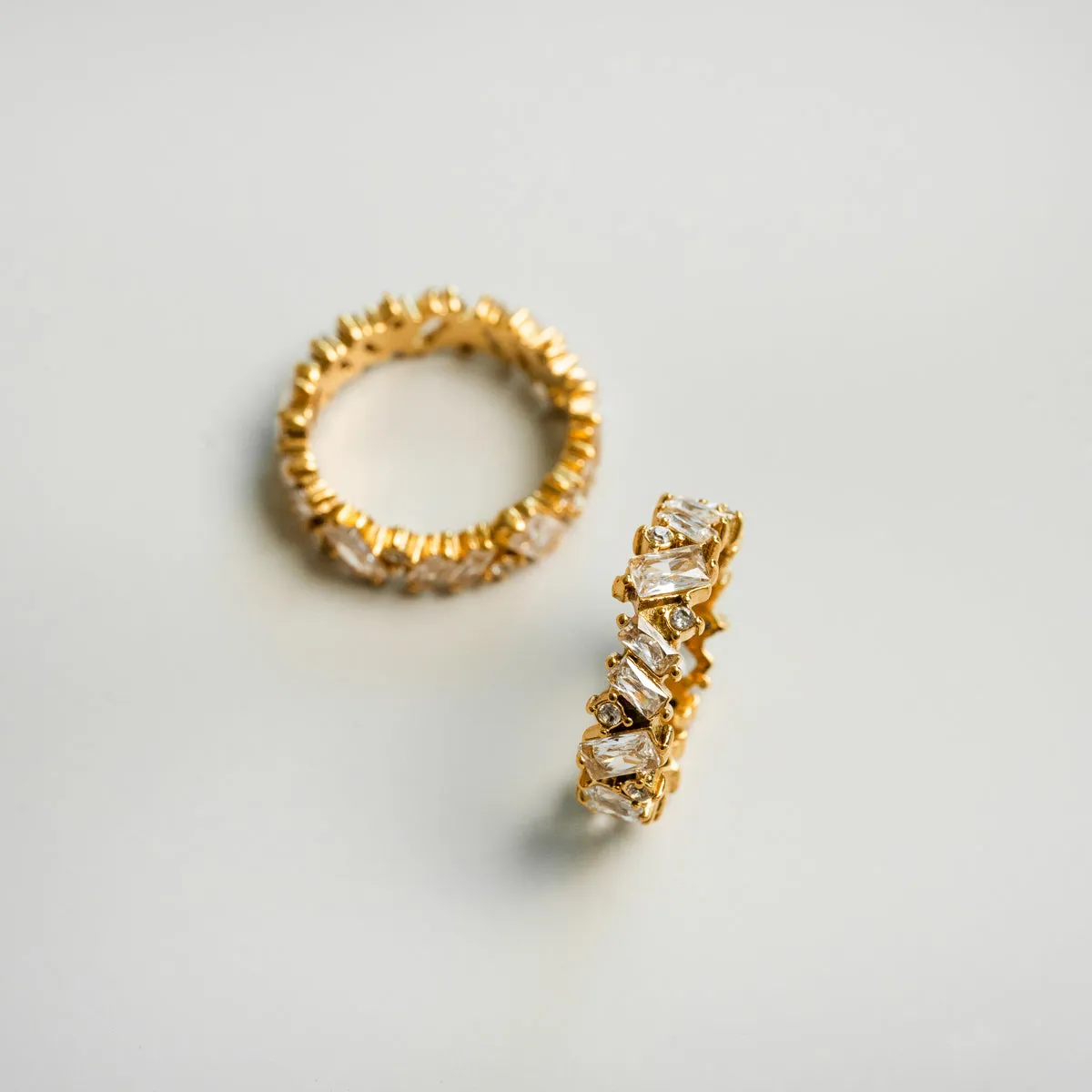 Stone CZ Baguette Cut Ring - Gold