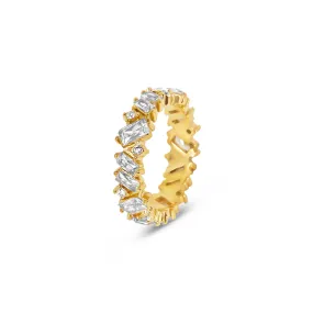 Stone CZ Baguette Cut Ring - Gold