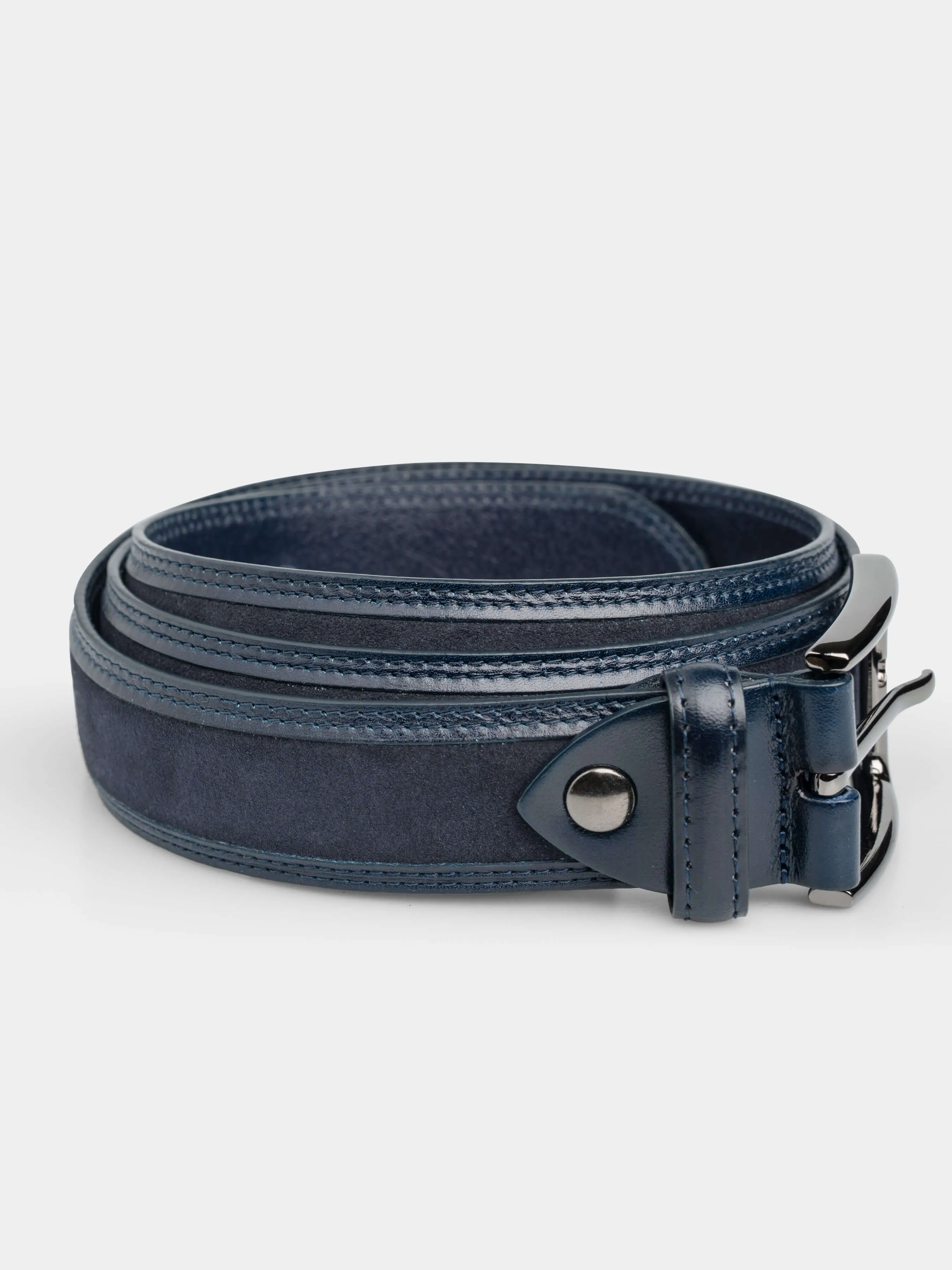 Suede Leather Belt - Black Gunmetal Buckle