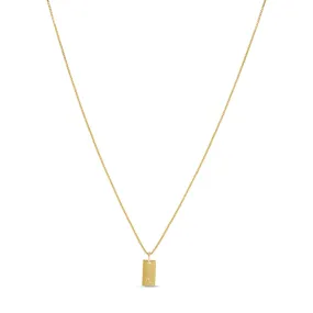 Tablet Engraved Initial Necklace - Gold