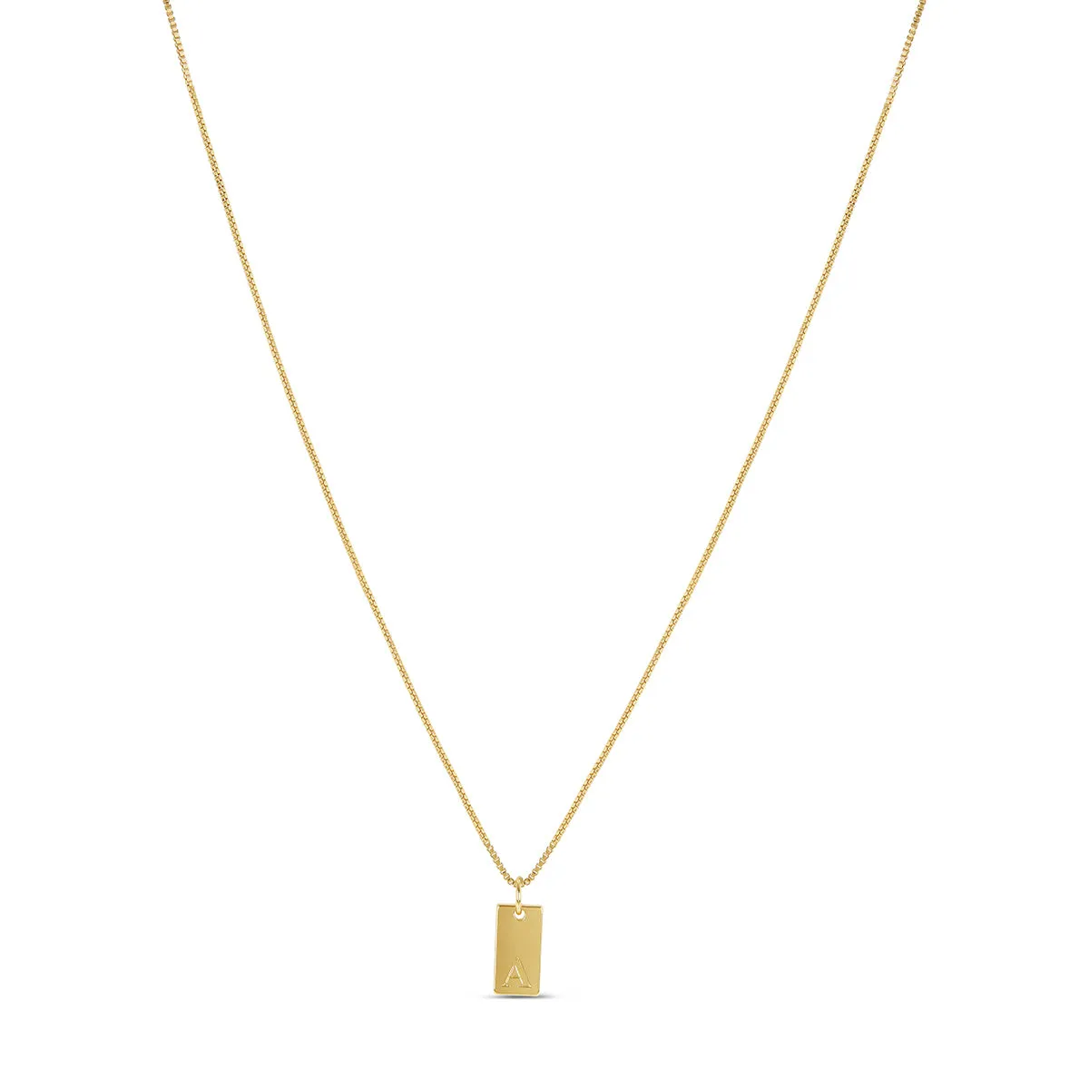 Tablet Engraved Initial Necklace - Gold