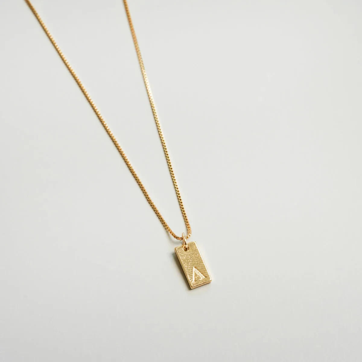 Tablet Engraved Initial Necklace - Gold