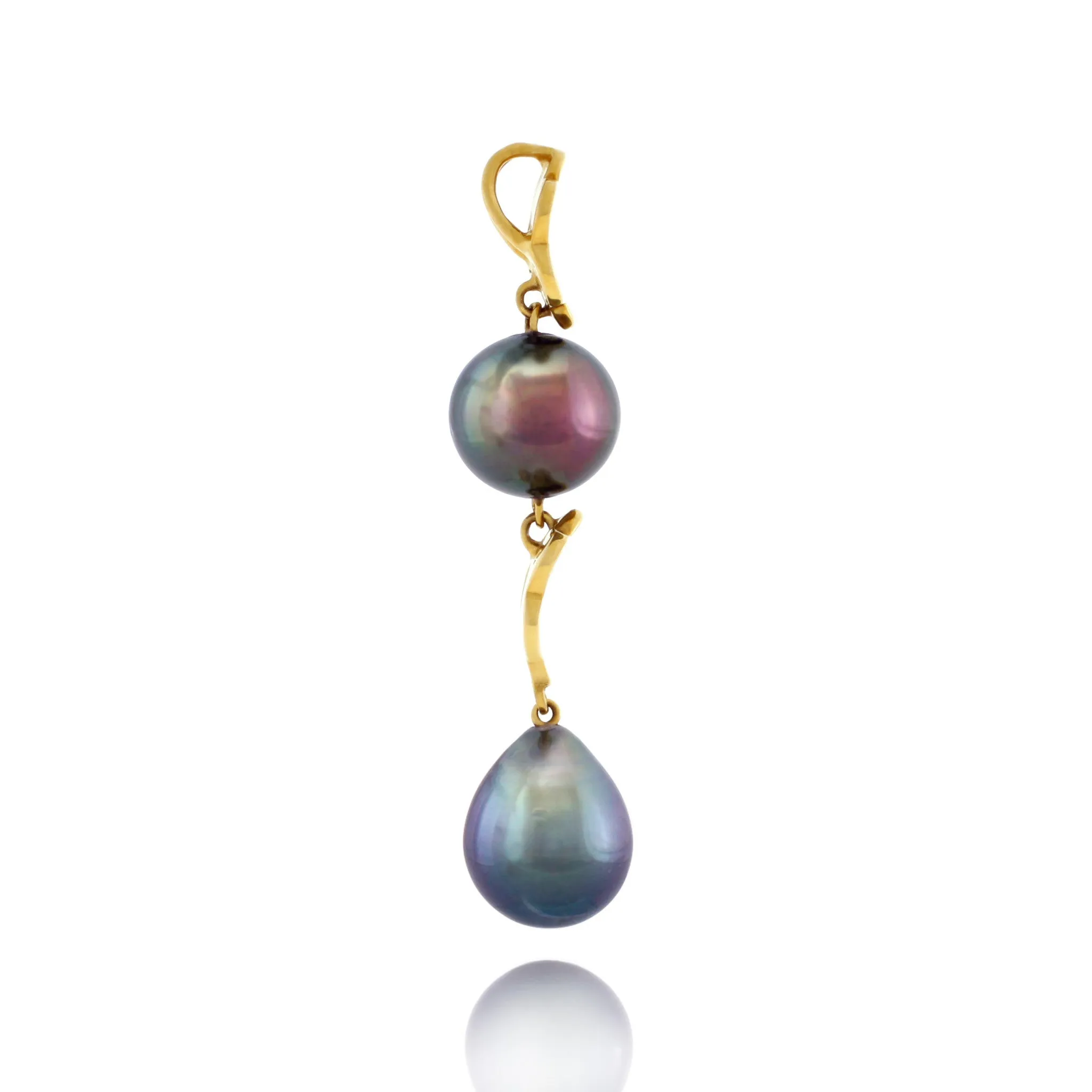 Tahitian pearl pendant in 18k yellow gold with diamonds - Tiare Tahiti - PEYDPE00595