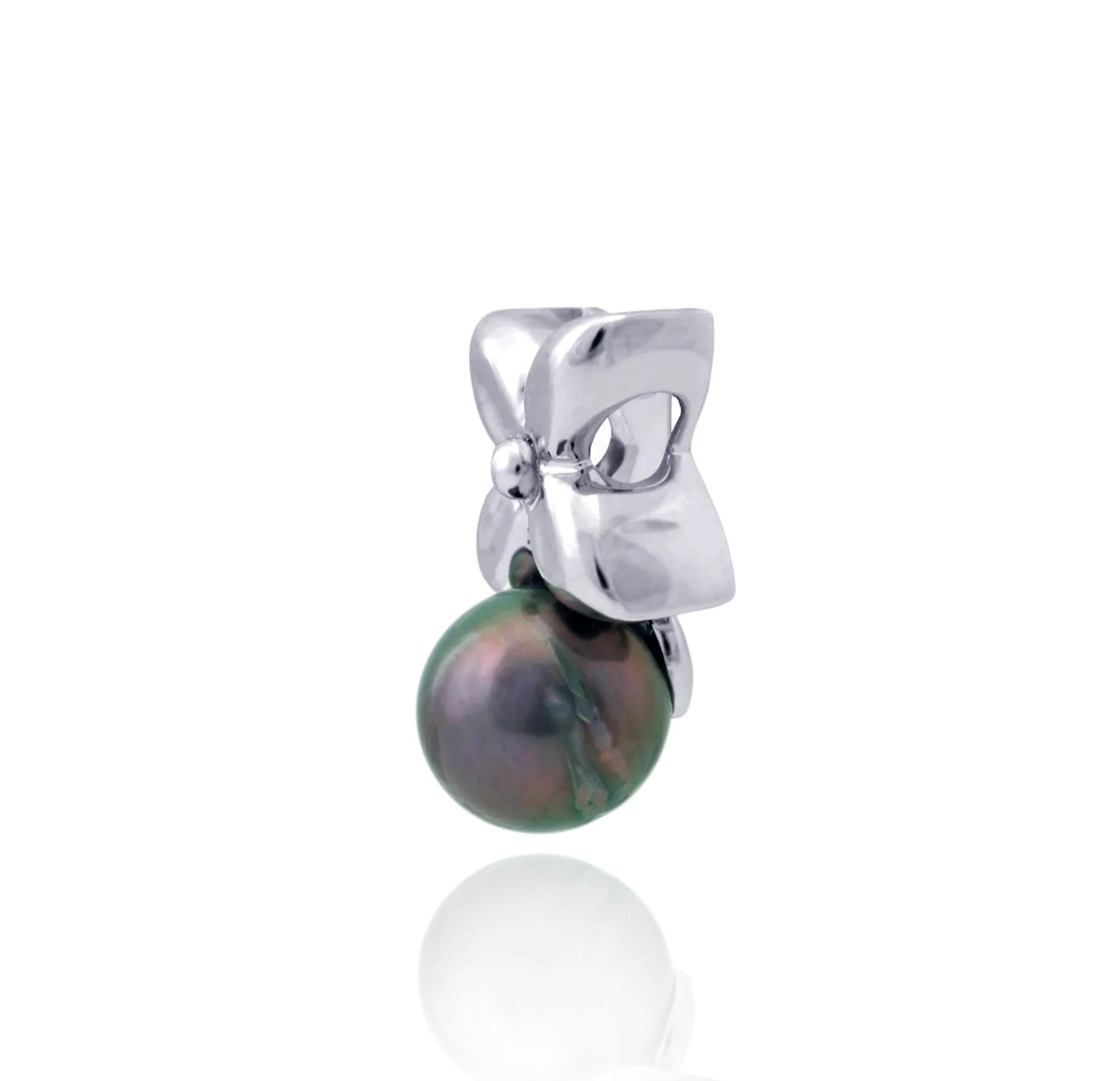 Tahitian pearl pendant in silver and cz - Tiare Tahiti - PESVPE01777