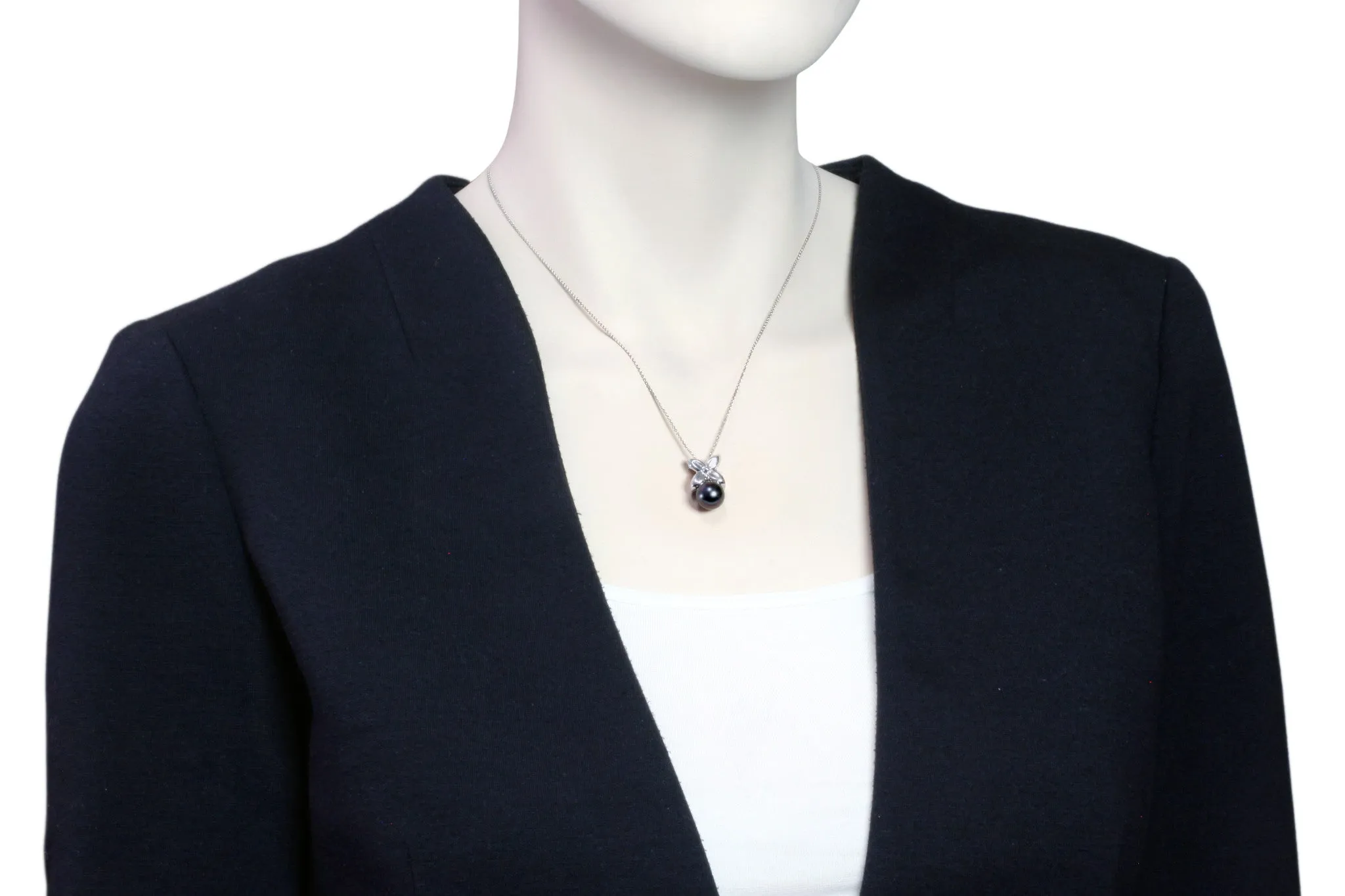 Tahitian pearl pendant in silver and cz - Tiare Tahiti - PESVPE01777