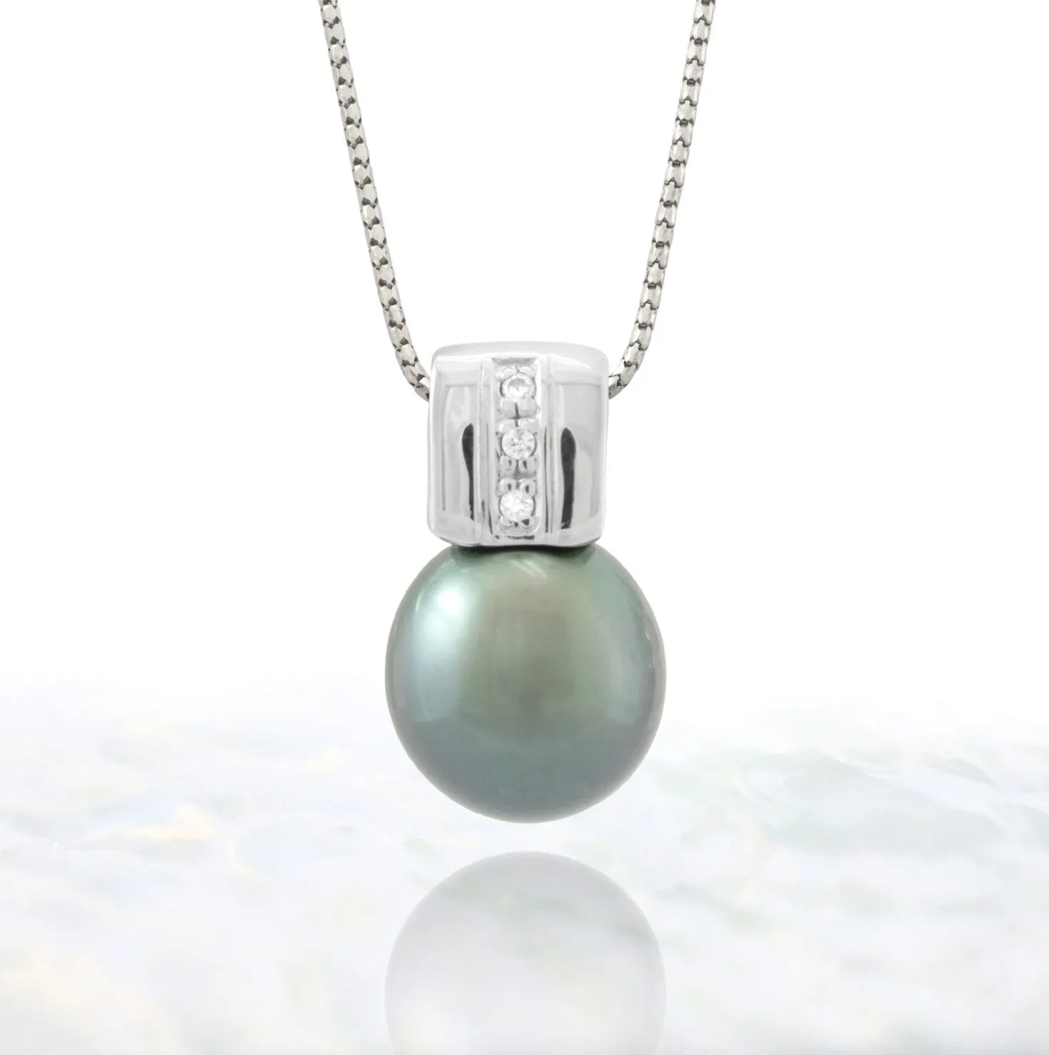 Tahitian pearl pendant - Sterling silver