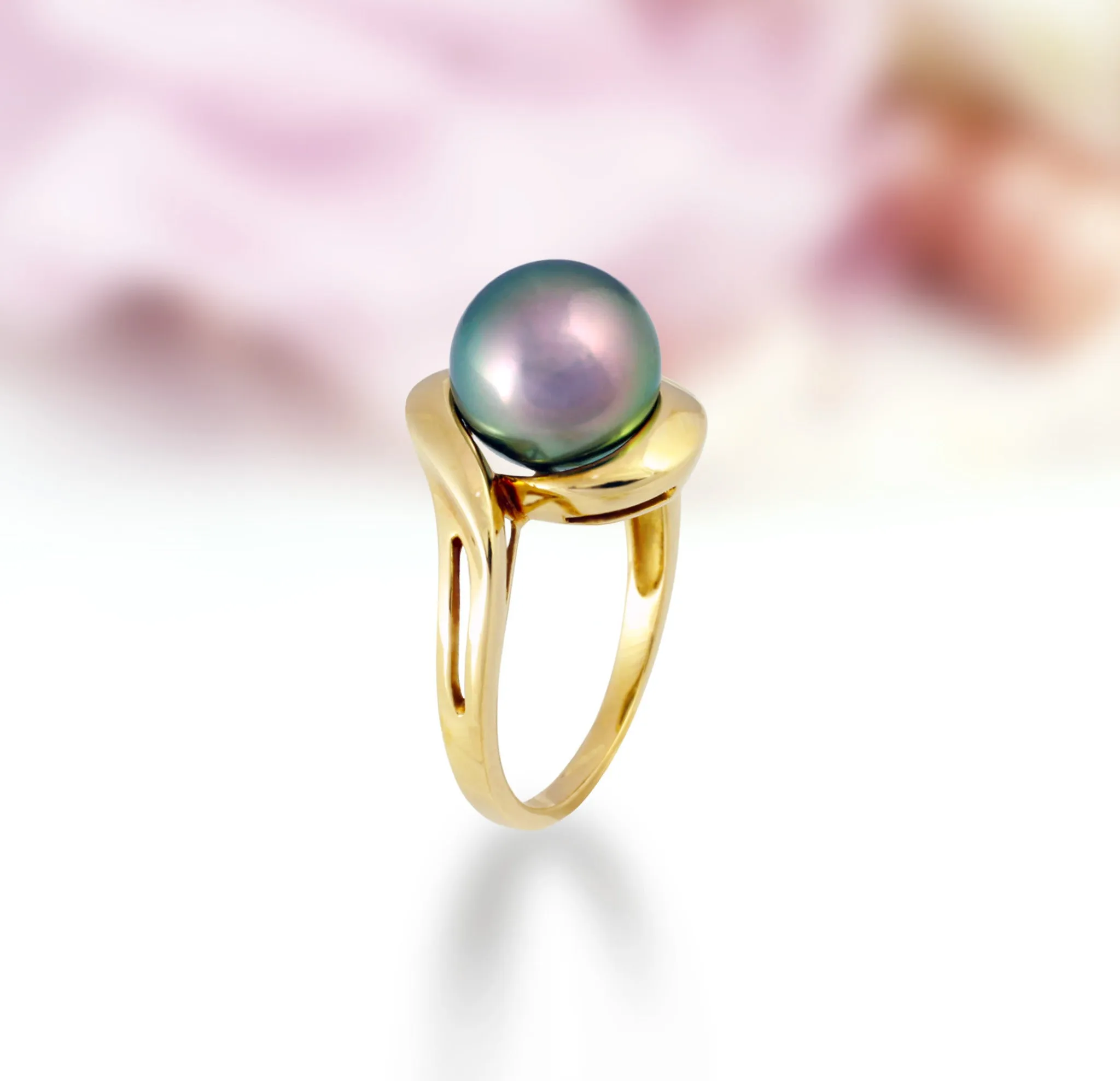 Tahitian pearl ring - 18k yellow gold - RGYGPE00026