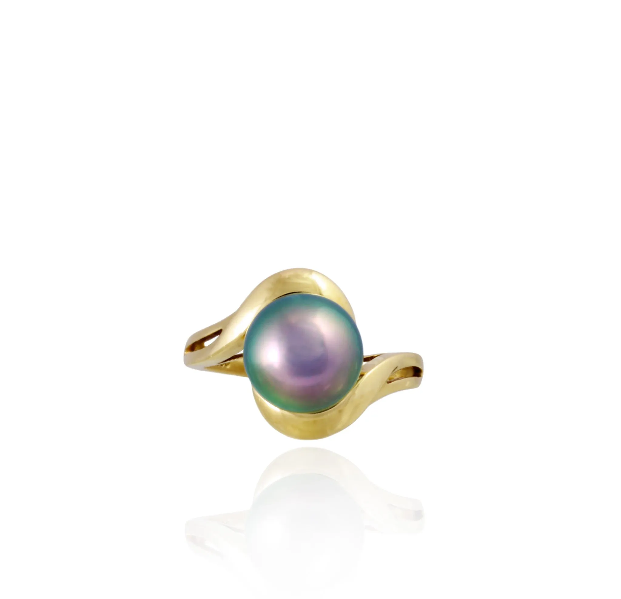 Tahitian pearl ring - 18k yellow gold - RGYGPE00026