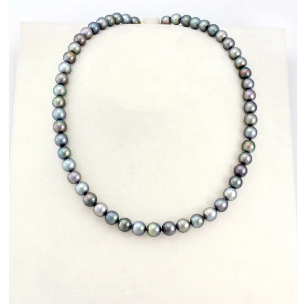 Tahitian pearl strand - 14K yellow gold clasp - NEYGPE01078