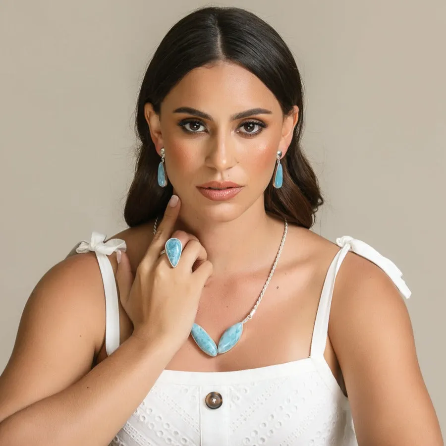 Teardrop Larimar Earrings Eliza