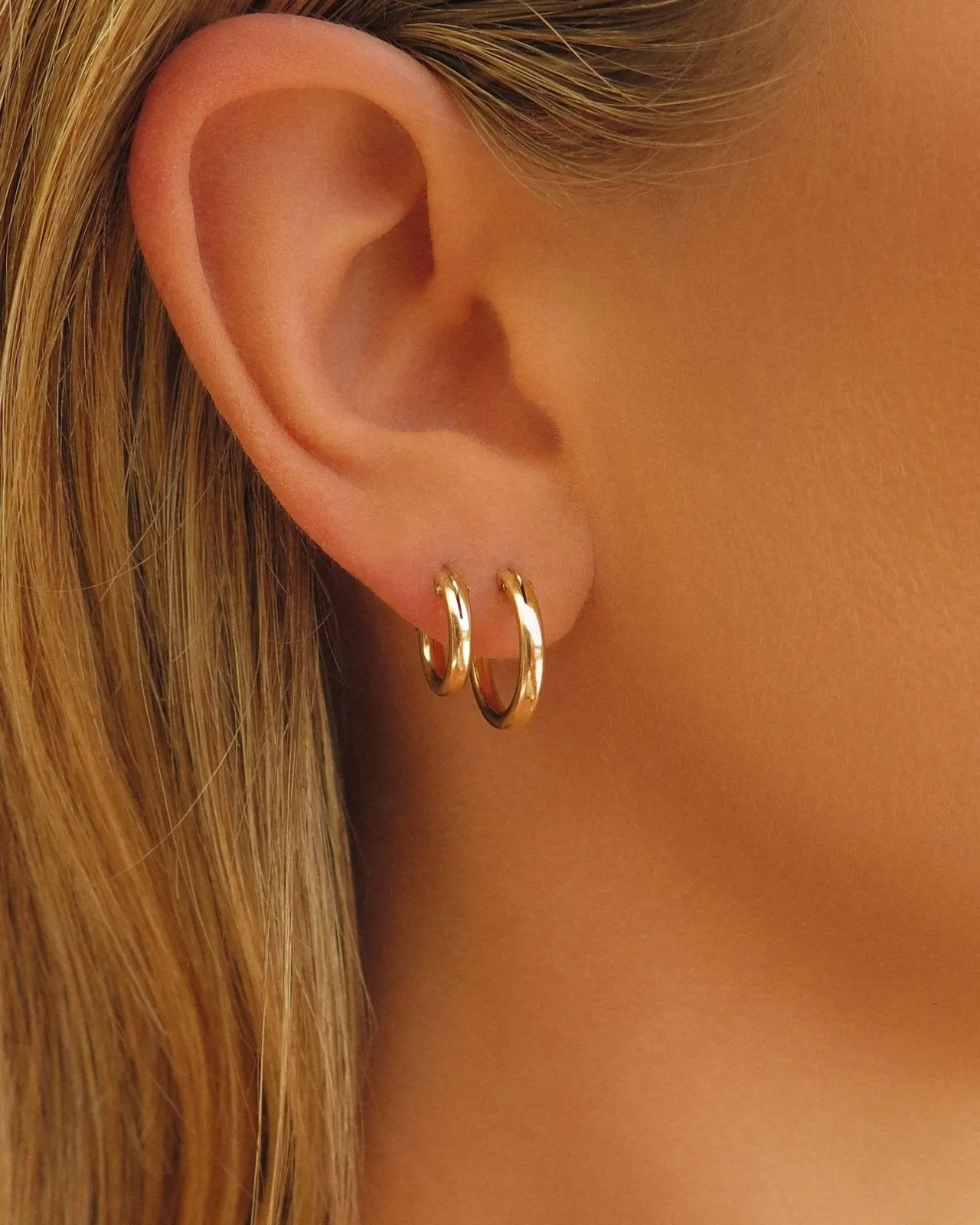 Thick Hoop Earrings - 14k Yellow Gold Fill