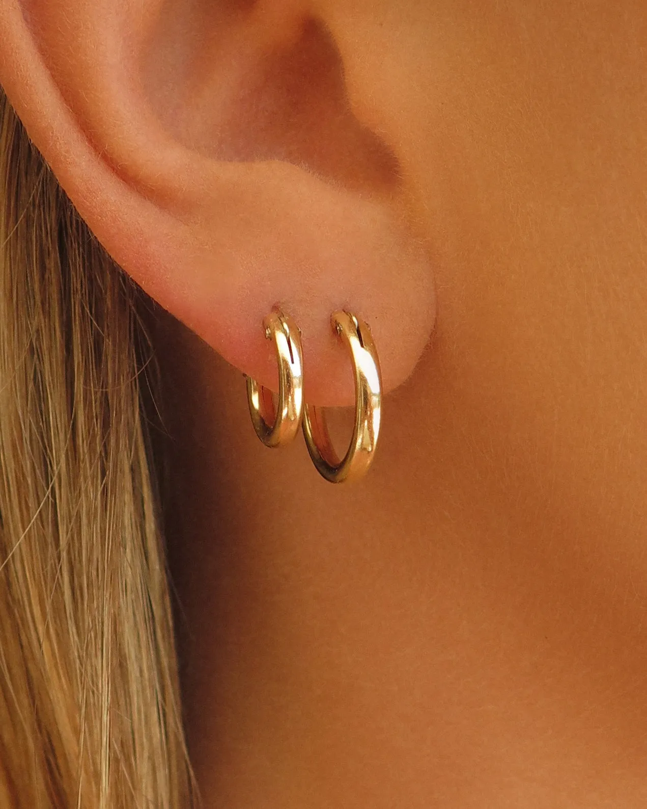 Thick Hoop Earrings - 14k Yellow Gold Fill