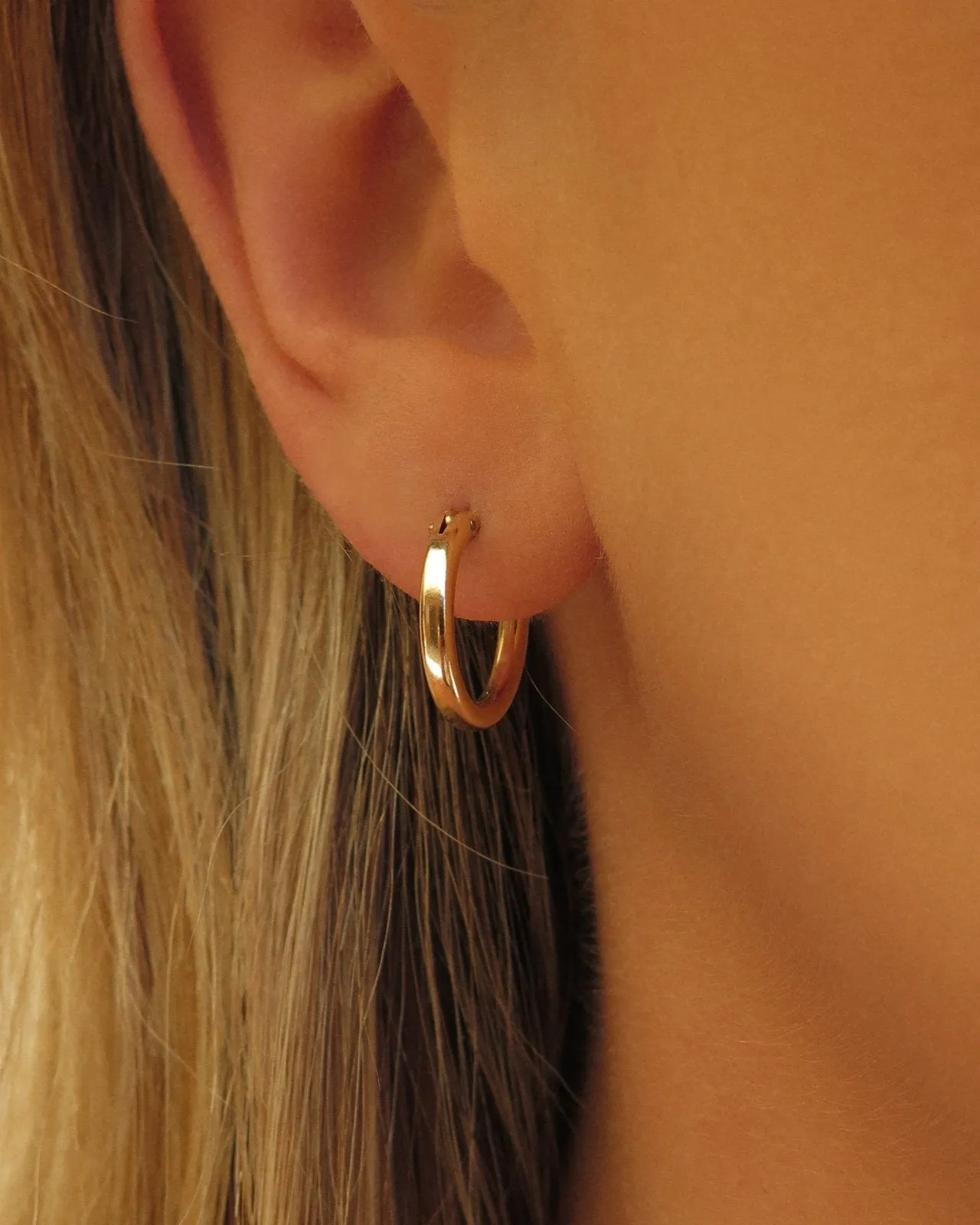 Thick Hoop Earrings - 14k Yellow Gold Fill