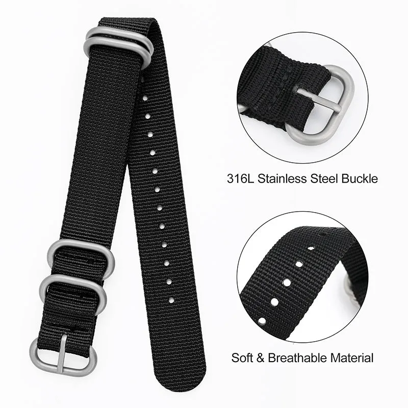 Thick Premium Woven Nylon Military Watch Strap Band