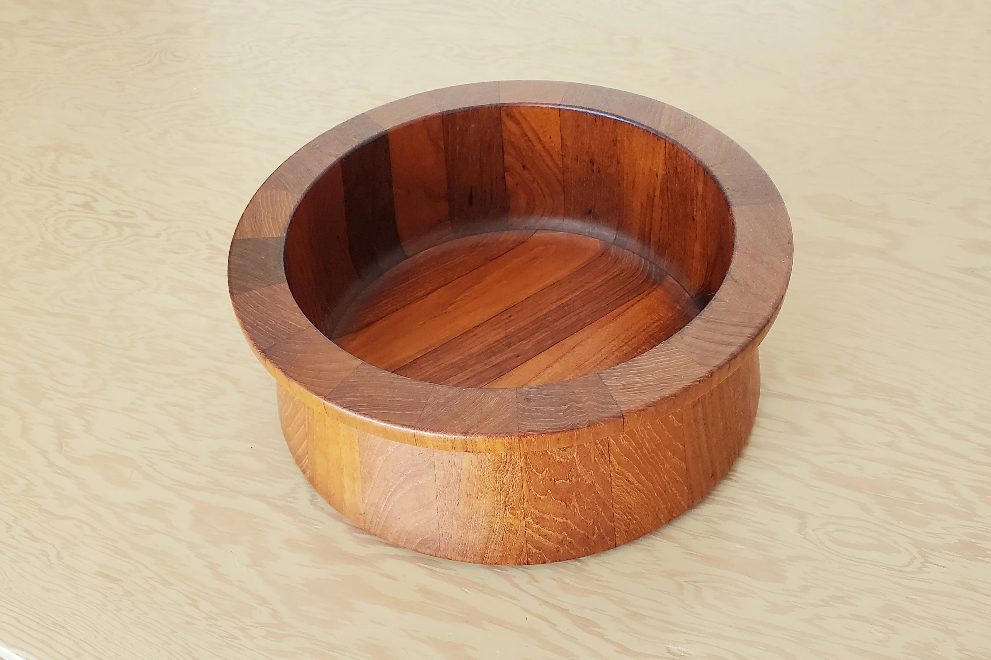 Vintage Dansk Staved Teak Salad Bowl Tapered with Lip