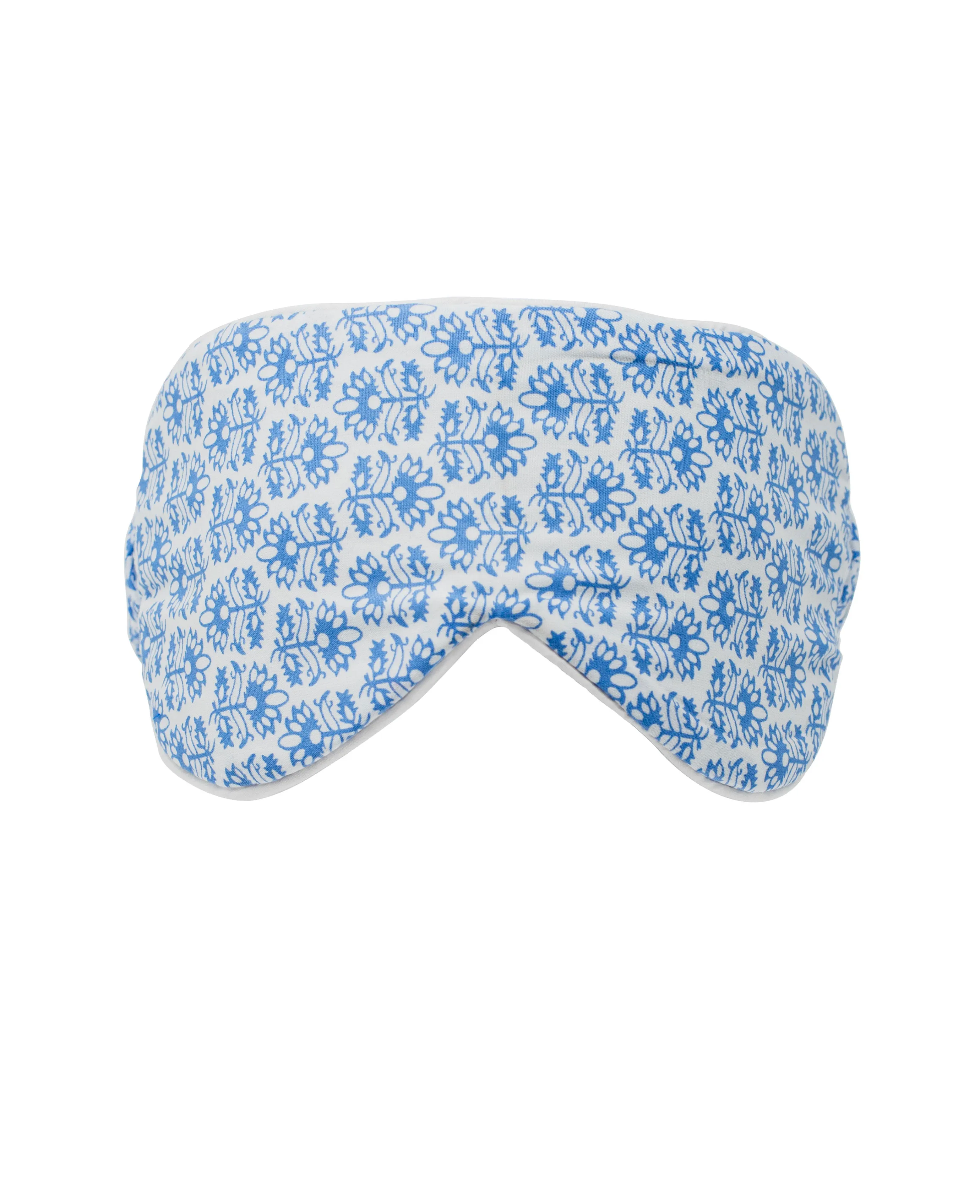 White Blue Flower Print Cotton Eye Mask