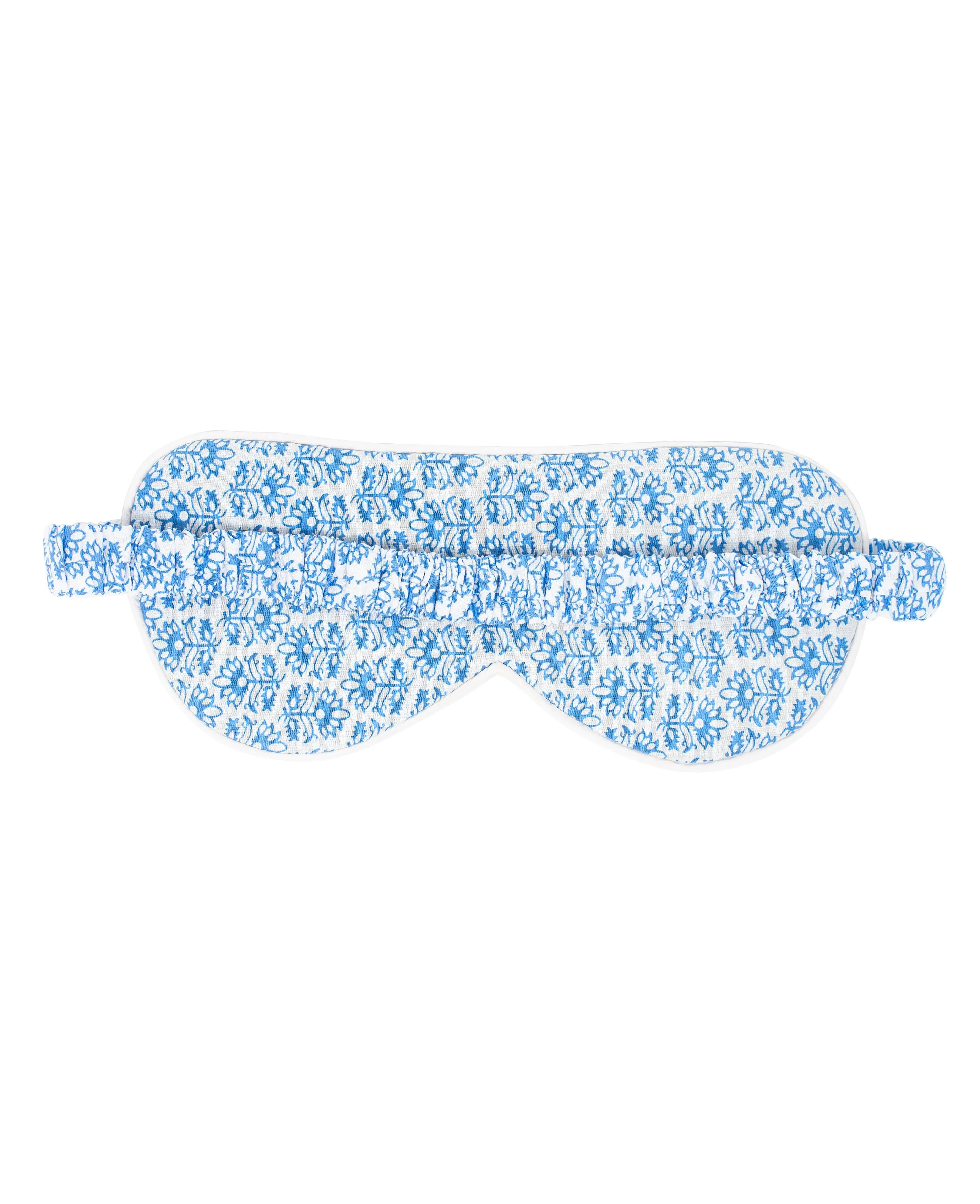 White Blue Flower Print Cotton Eye Mask