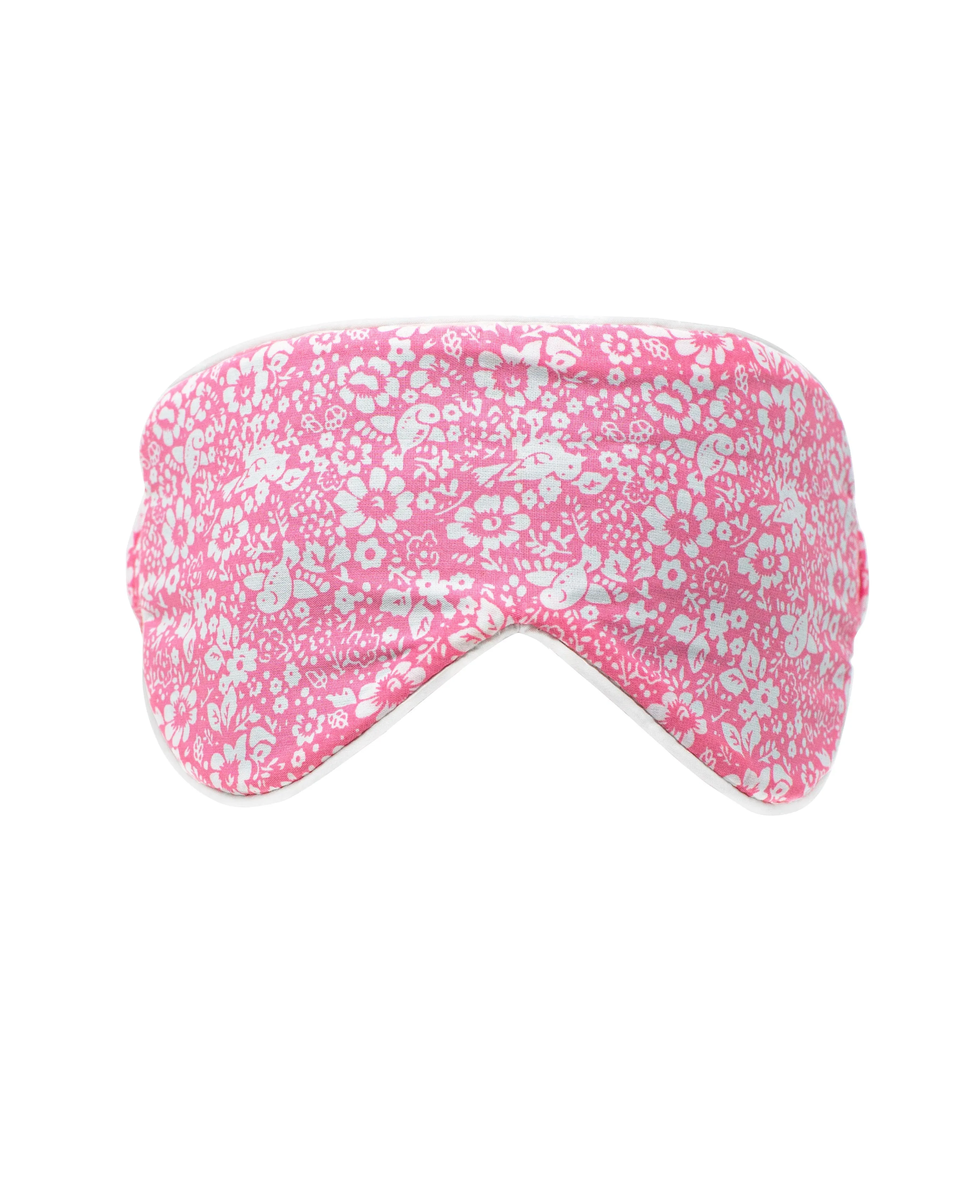 White Pink Flower Print Cotton Eye Mask