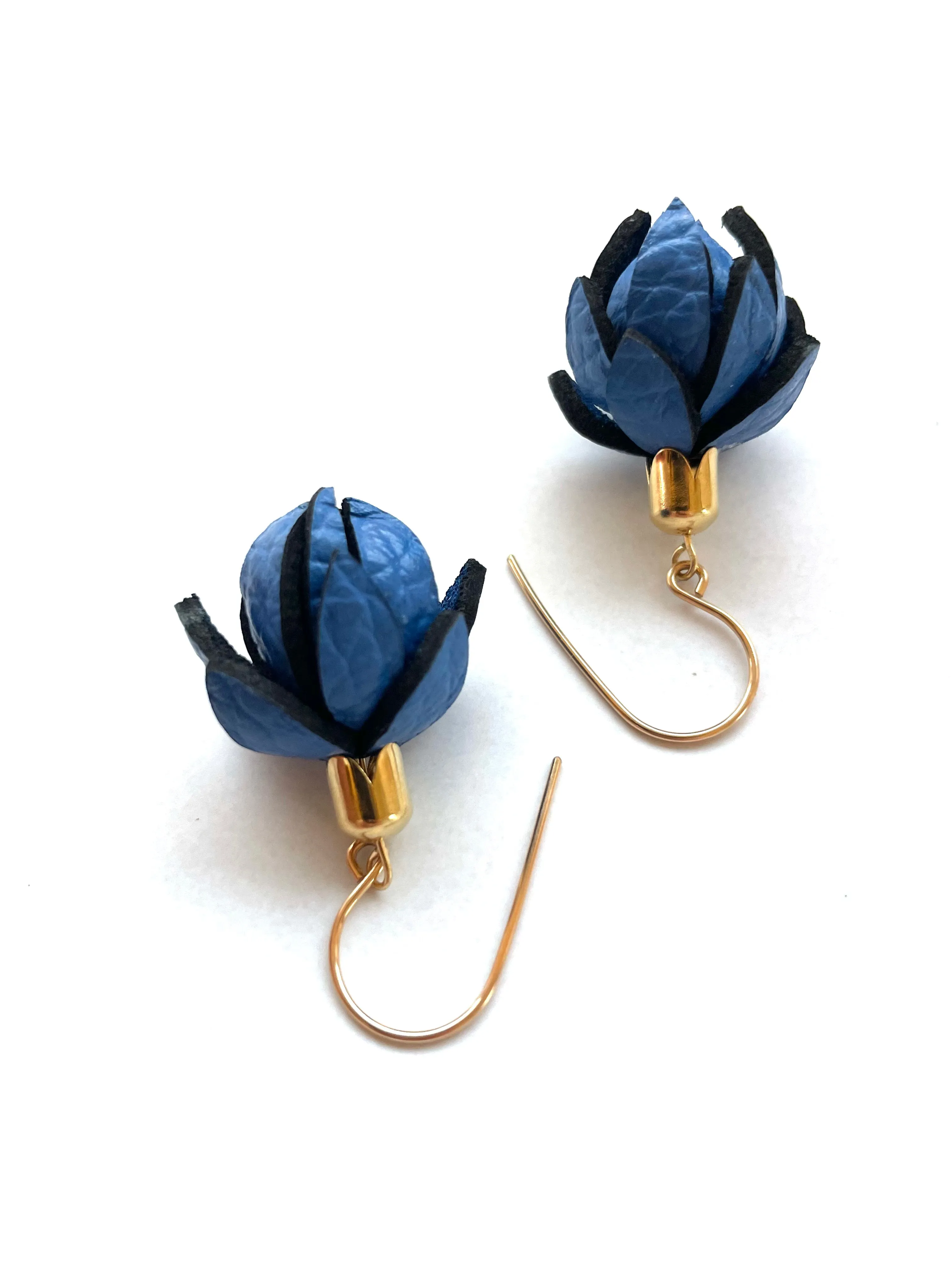 Wild Flowers  -Cobalt Blue Colour on 14k Ear Wires