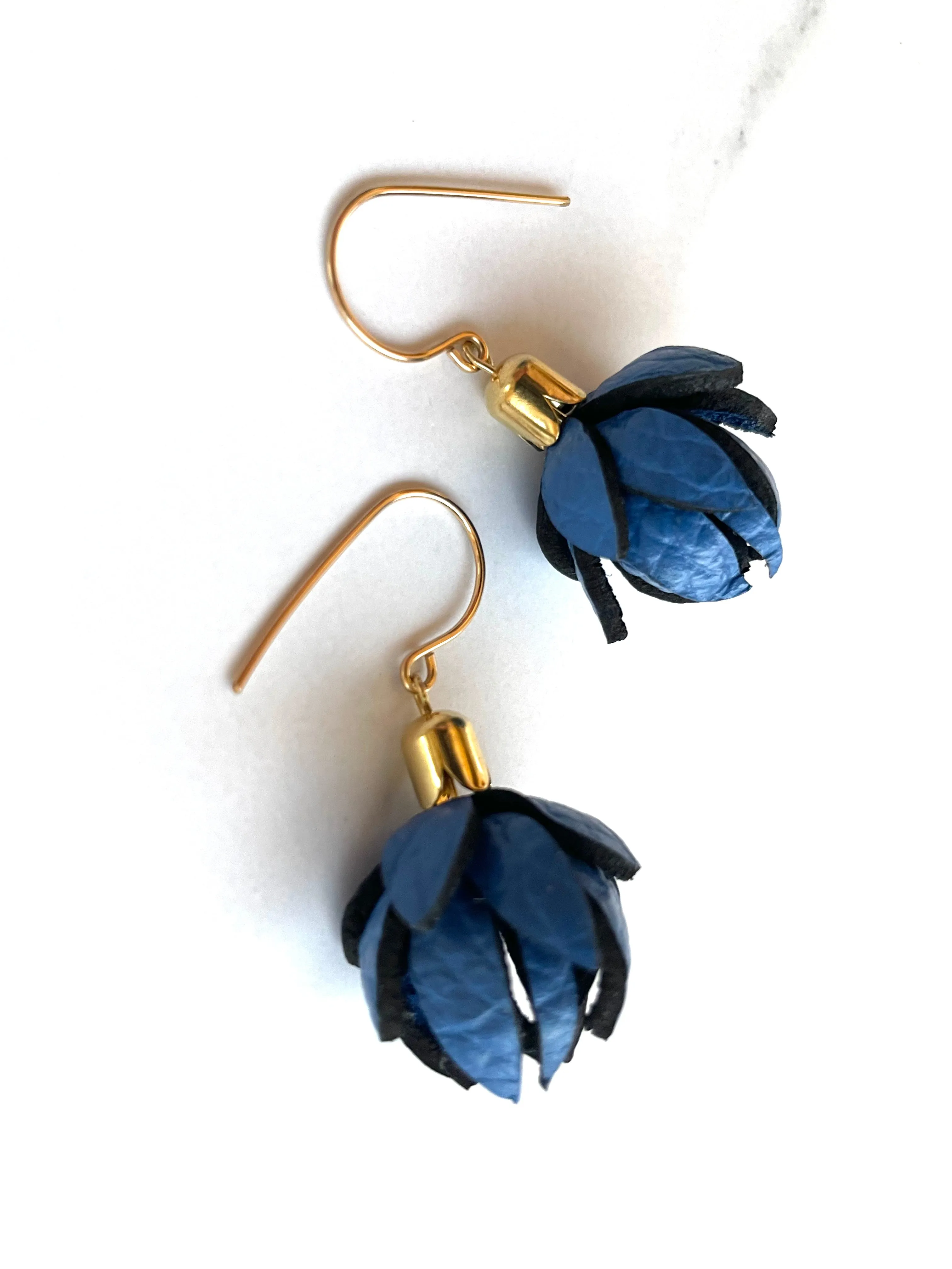 Wild Flowers  -Cobalt Blue Colour on 14k Ear Wires